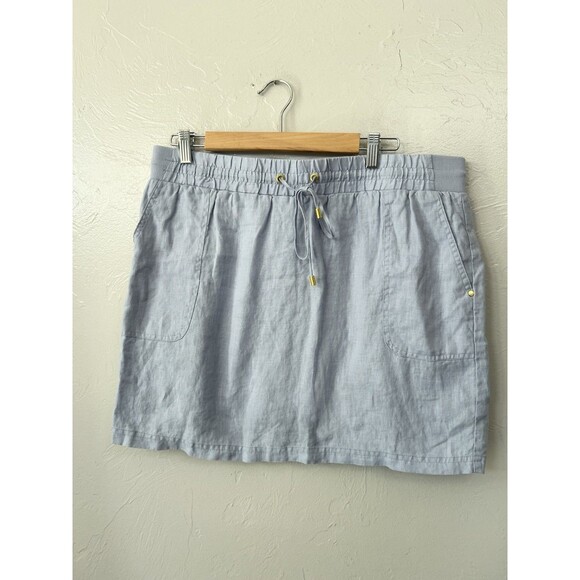 Ellen Tracy Company Linen Skort Tennis Skirts Chambray Blue Pockets Size Large - Picture 2 of 5